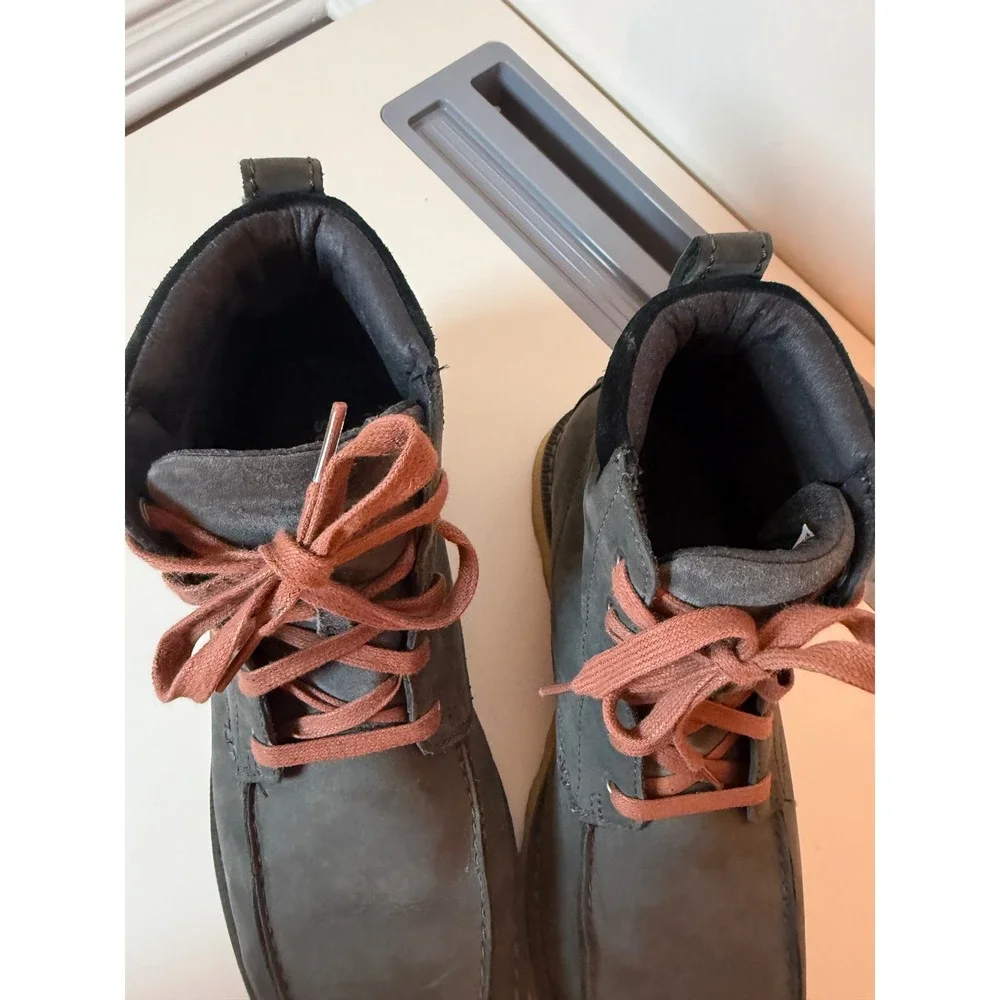 Sorel Madson Moc Toe Boots Mens 10.5 Grey Waterproof Leather NM2788-028 Gum Sole